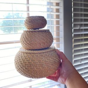 3-Set Boho Wicker Catch-All Basket Set